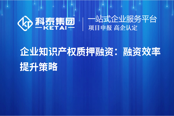 企業(yè)知識產(chǎn)權(quán)質(zhì)押融資：融資效率提升策略