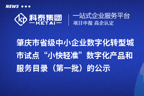 肇慶市省級中小企業(yè)數(shù)字化轉(zhuǎn)型城市試點“小快輕準”數(shù)字化產(chǎn)品和服務目錄（第一批）的公示