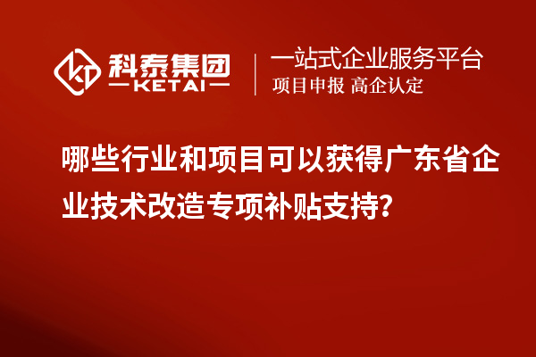哪些行業(yè)和項目可以獲得廣東省企業(yè)技術(shù)改造專項補貼支持？