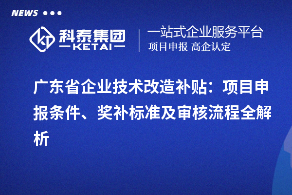 廣東省企業(yè)技術(shù)改造補貼：項目申報條件、獎補標(biāo)準(zhǔn)及審核流程全解析