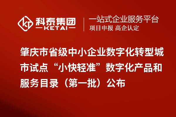 肇慶市省級中小企業(yè)數(shù)字化轉(zhuǎn)型城市試點(diǎn)“小快輕準(zhǔn)”數(shù)字化產(chǎn)品和服務(wù)目錄（第一批）公布