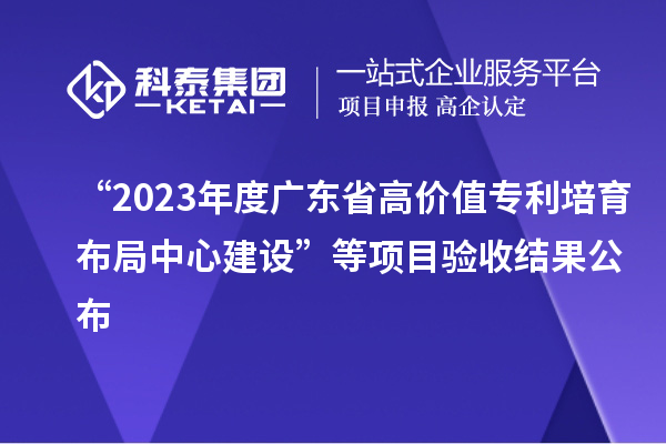 “2023年度廣東省高價(jià)值專利培育布局中心建設(shè)”等項(xiàng)目驗(yàn)收結(jié)果公布
