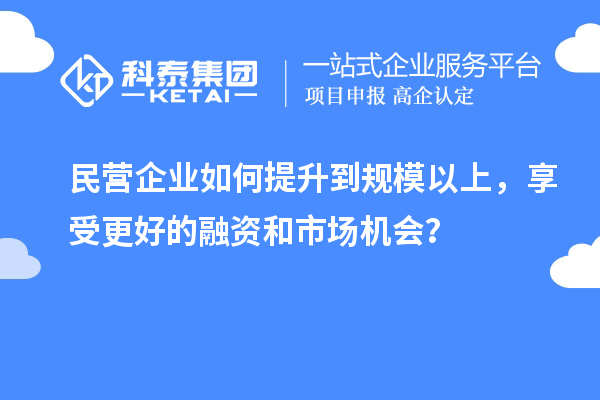 民營企業(yè)如何提升到規(guī)模以上，享受更好的融資和市場機會？