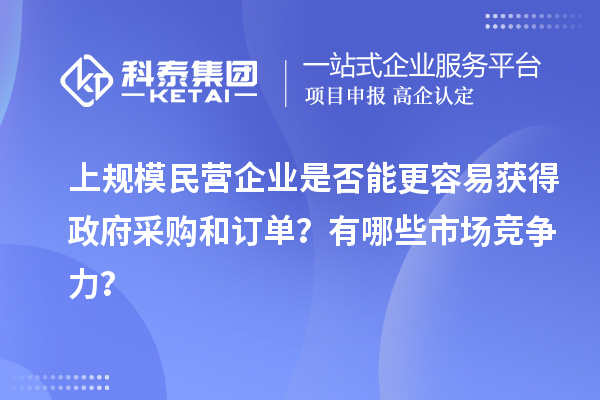 上規(guī)模民營企業(yè)是否能更容易獲得政府采購和訂單？有哪些市場競爭力？