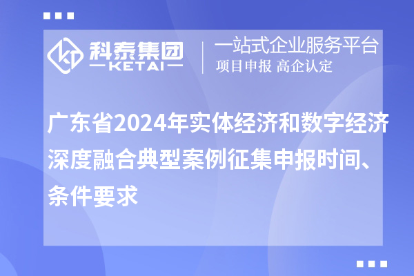 廣東省2024年實體經(jīng)濟和數(shù)字經(jīng)濟深度融合典型案例征集申報時間、條件要求