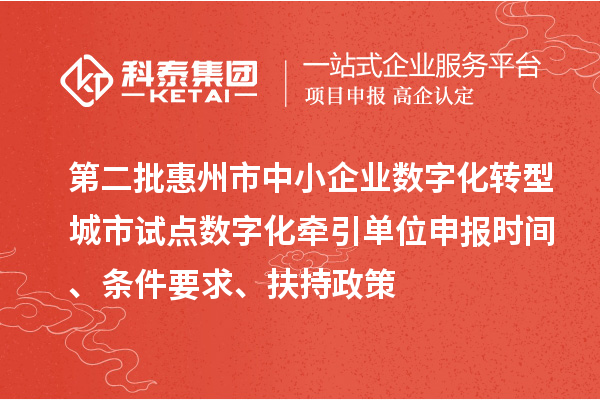 第二批惠州市中小企業(yè)數(shù)字化轉(zhuǎn)型城市試點數(shù)字化牽引單位申報時間、條件要求、扶持政策