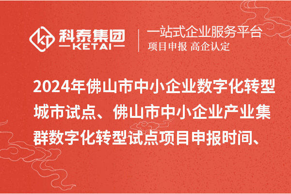 2024年佛山市中小企業(yè)數字化轉型城市試點、佛山市中小企業(yè)產業(yè)集群數字化轉型試點項目申報時間、條件要求
