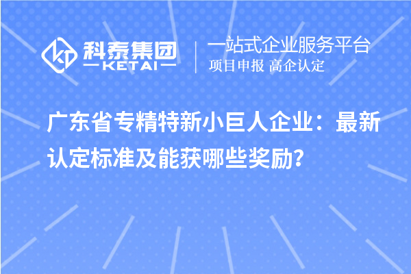 廣東省專精特新小巨人企業(yè)：最新認定標準及能獲哪些獎勵？