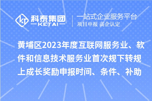 黃埔區(qū)2023年度互聯(lián)網(wǎng)服務(wù)業(yè)、軟件和信息技術(shù)服務(wù)業(yè)首次規(guī)下轉(zhuǎn)規(guī)上成長(zhǎng)獎(jiǎng)勵(lì)申報(bào)時(shí)間、條件要求、補(bǔ)助標(biāo)準(zhǔn)