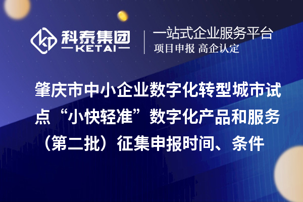 肇慶市中小企業(yè)數(shù)字化轉(zhuǎn)型城市試點“小快輕準(zhǔn)”數(shù)字化產(chǎn)品和服務(wù)（第二批）征集申報時間、條件要求、扶持獎勵