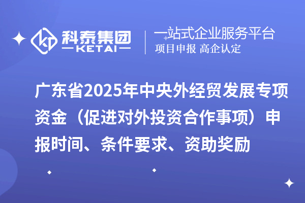 廣東省2025年中央外經(jīng)貿(mào)發(fā)展專項(xiàng)資金（促進(jìn)對(duì)外投資合作事項(xiàng)）申報(bào)時(shí)間、條件要求、資助獎(jiǎng)勵(lì)