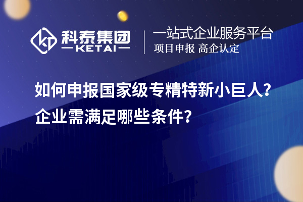如何申報國家級專精特新小巨人？企業(yè)需滿足哪些條件？