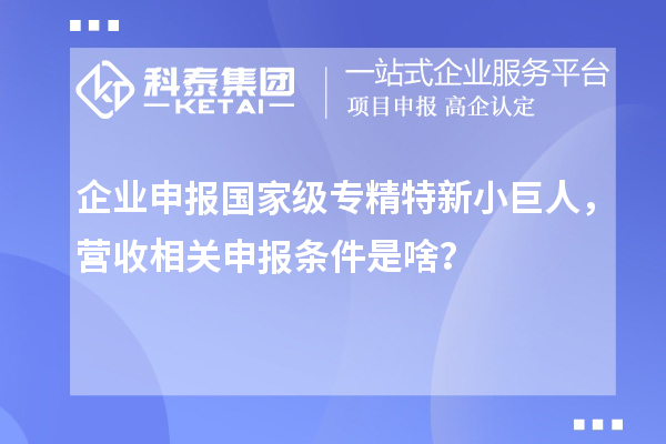 企業(yè)申報國家級專精特新小巨人，營收相關(guān)申報條件是啥？