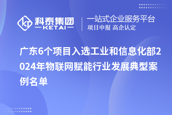 廣東6個項目入選工業(yè)和信息化部2024年物聯(lián)網賦能行業(yè)發(fā)展典型案例名單