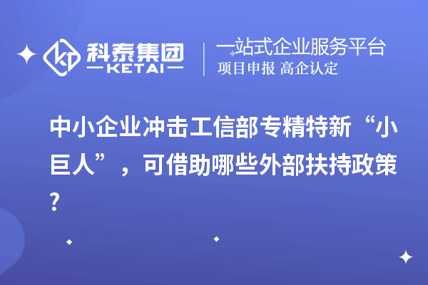中小企業(yè)沖擊工信部專精特新 “小巨人”，可借助哪些外部扶持政策?