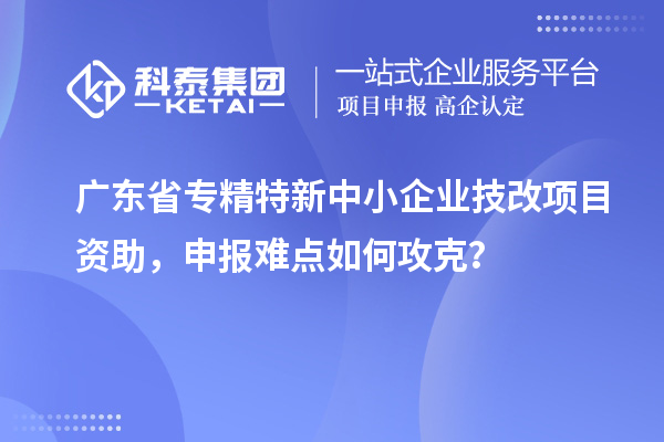 廣東省專(zhuān)精特新中小企業(yè)技改項(xiàng)目資助，申報(bào)難點(diǎn)如何攻克？