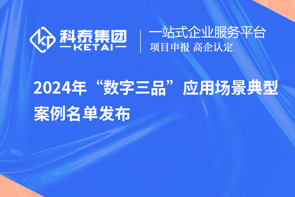 2024年“數(shù)字三品”應用場景典型案例名單發(fā)布