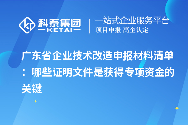 廣東省企業(yè)技術改造申報材料清單：哪些證明文件是獲得專項資金的關鍵