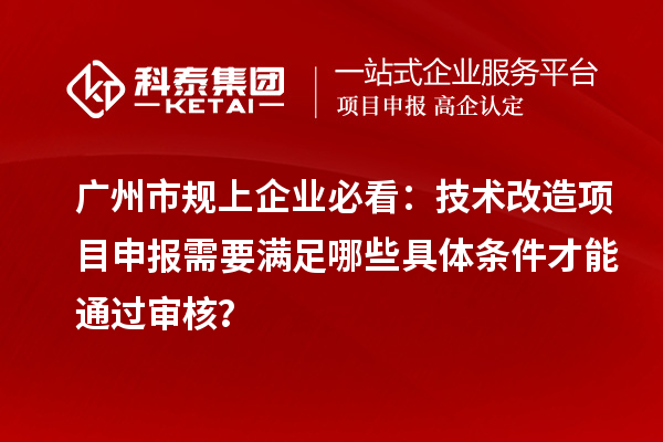 廣州市規(guī)上企業(yè)必看：技術(shù)改造項目申報需要滿足哪些具體條件才能通過審核？