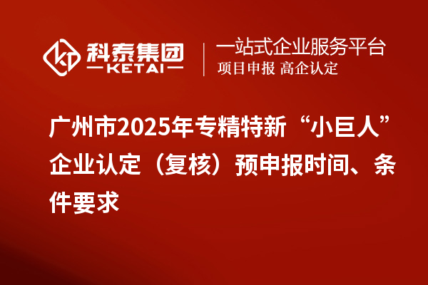 廣州市2025年專精特新“小巨人”企業(yè)認(rèn)定（復(fù)核）預(yù)申報(bào)時(shí)間、條件要求