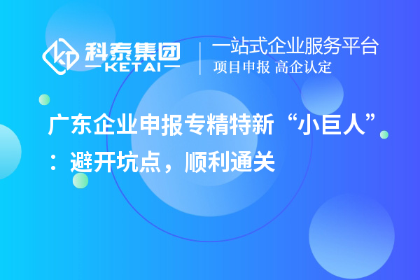 廣東企業(yè)申報專精特新 “小巨人”：避開坑點，順利通關(guān)
