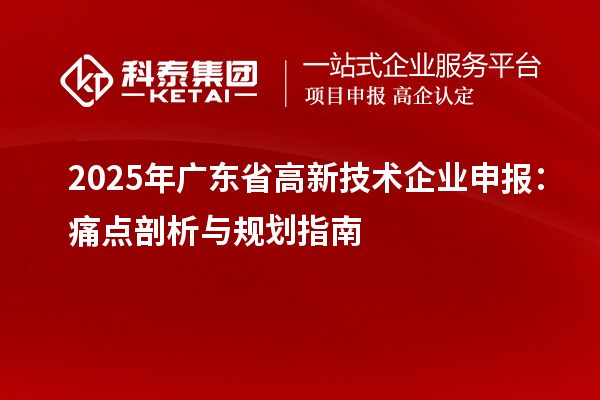 2025年廣東省高新技術(shù)企業(yè)申報：痛點剖析與規(guī)劃指南