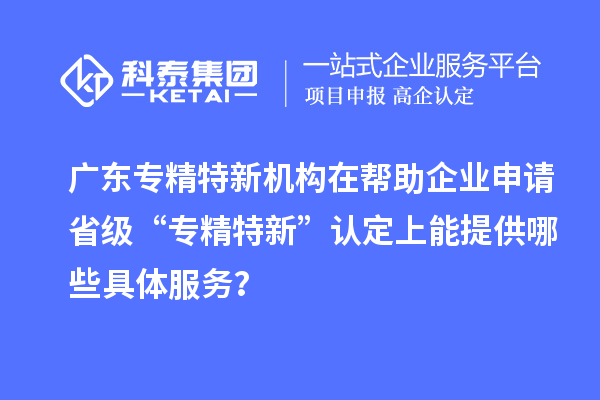 廣東專精特新機構(gòu)在幫助企業(yè)申請省級 “專精特新” 認定上能提供哪些具體服務？