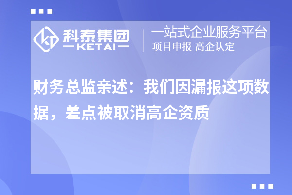 財(cái)務(wù)總監(jiān)親述：我們因漏報(bào)這項(xiàng)數(shù)據(jù)，差點(diǎn)被取消高企資質(zhì)