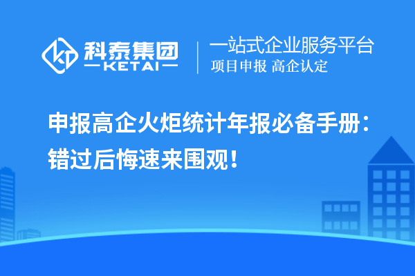 申報高企火炬統(tǒng)計(jì)年報必備手冊：錯過后悔速來圍觀！
