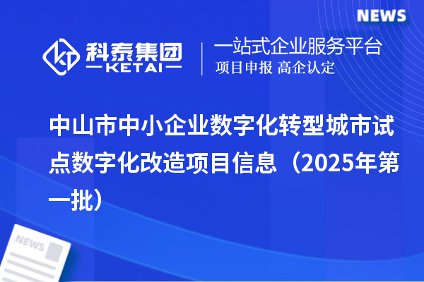 中山市中小企業(yè)數(shù)字化轉(zhuǎn)型城市試點(diǎn)數(shù)字化改造項(xiàng)目信息（2025年第一批）