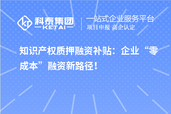 知識(shí)產(chǎn)權(quán)質(zhì)押融資補(bǔ)貼：企業(yè)“零成本”融資新路徑！