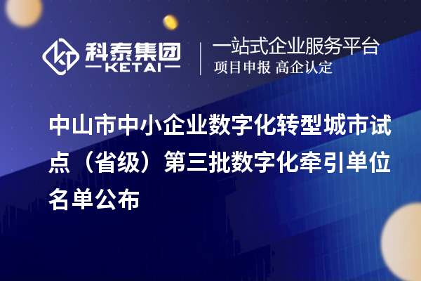 中山市中小企業(yè)數(shù)字化轉(zhuǎn)型城市試點（省級）第三批數(shù)字化牽引單位名單公布