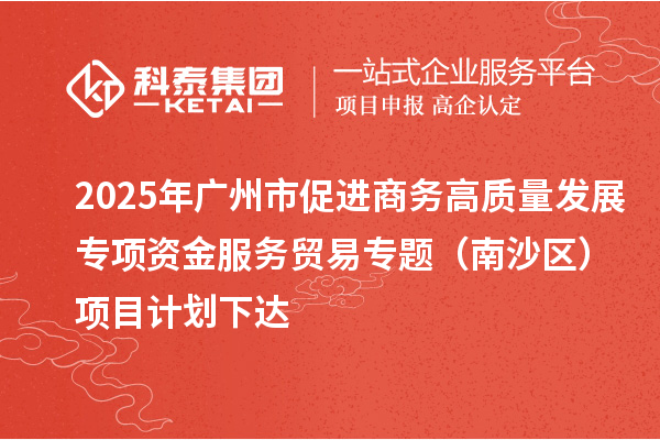 2025年廣州市促進商務(wù)高質(zhì)量發(fā)展專項資金服務(wù)貿(mào)易專題（南沙區(qū)）項目計劃下達