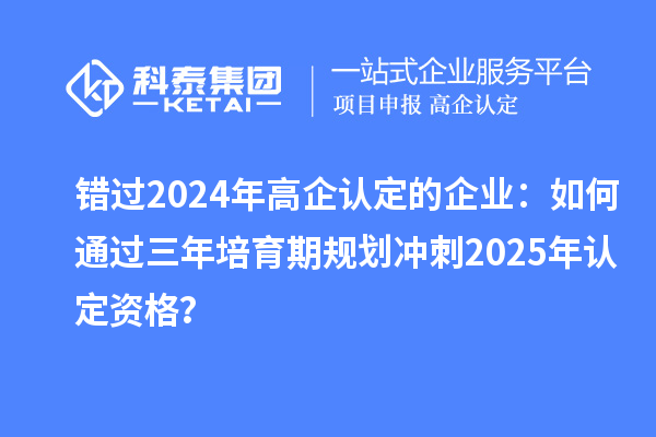 錯(cuò)過2024年高企認(rèn)定的企業(yè)：如何通過三年培育期規(guī)劃沖刺2025年認(rèn)定資格？